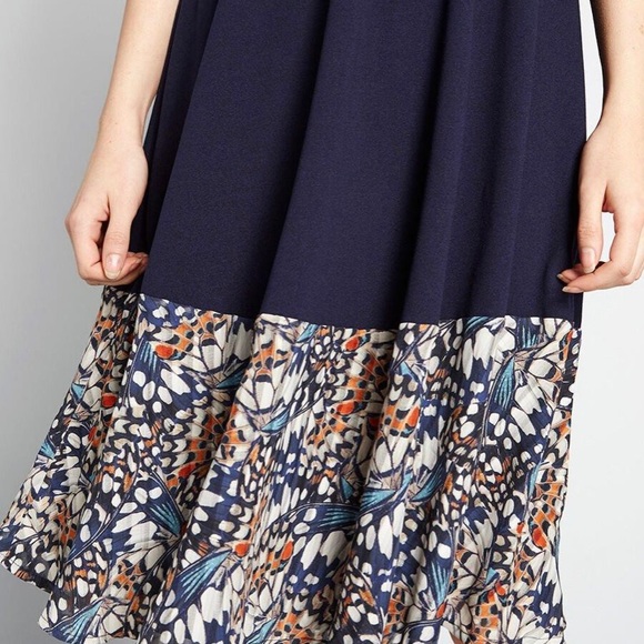 ModCloth A Blue Mood Fit and Flare Dress - Picture 3 of 6